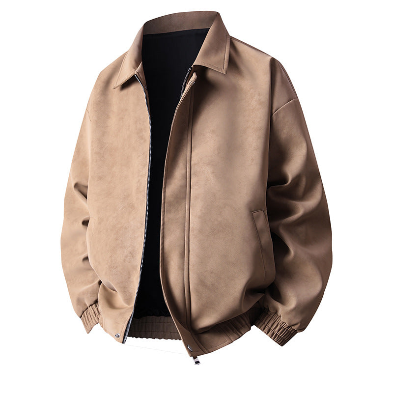 Men's Faux Leather Bomber Jacket Street-Wave Relaxed Fit With Practical Pockets For Modern Men