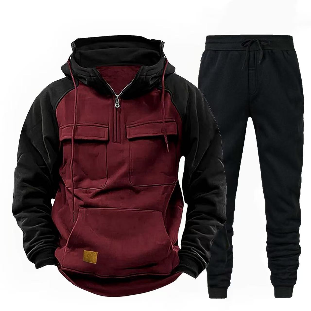Street-Wave Mens Functional Zip Hoodie And Joggers Set For Active Performance And Comfort