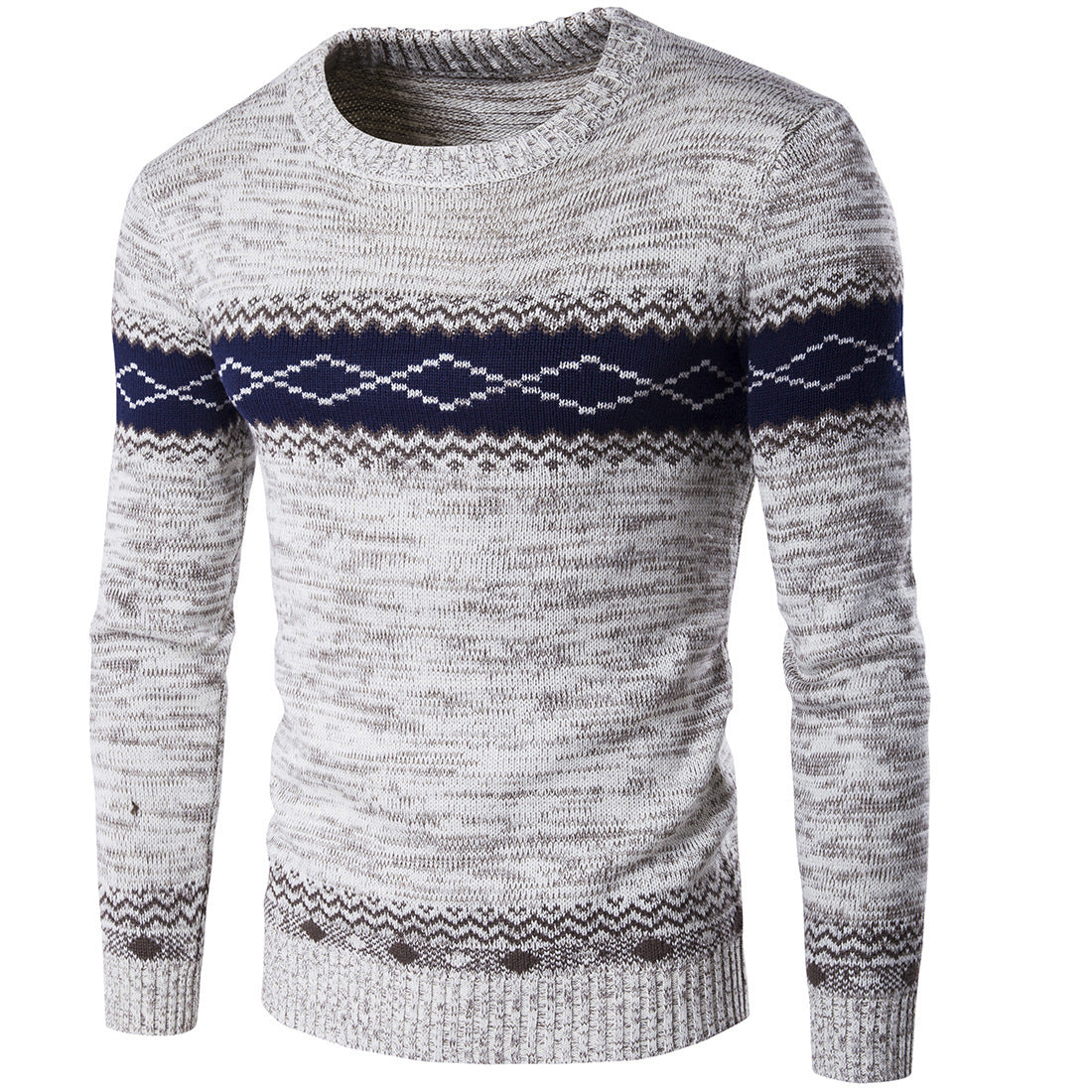 Street Wave Men's Cotton Blend Knitted Sweater With Graphic Pattern For Modern Style