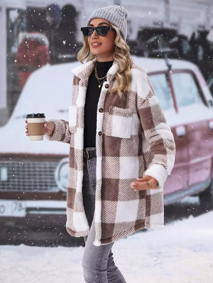 Streetwave Flannel Winter Jacket For Women Cozy Warmth With Soft Plaid Pattern And Stylish Fit