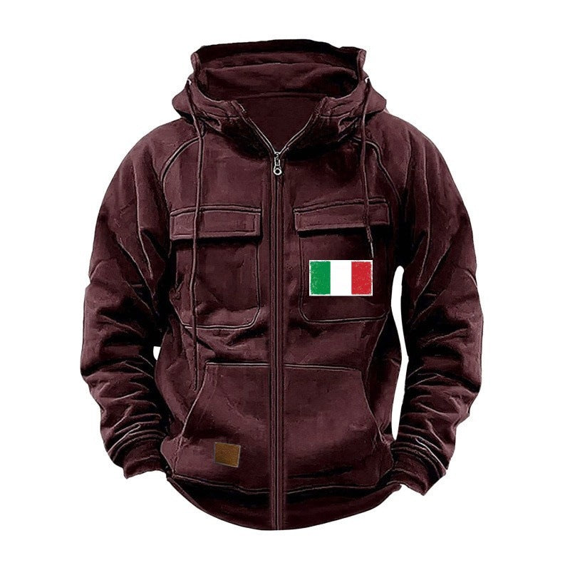 Street-wave Men's Stylish Hooded Jacket With Practical Pockets And Adjustable Collar