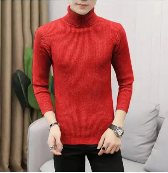 Street-Wave Men's Ribbed Knit Turtleneck Sweater Cozy Warmth Premium Comfort Versatile Wear