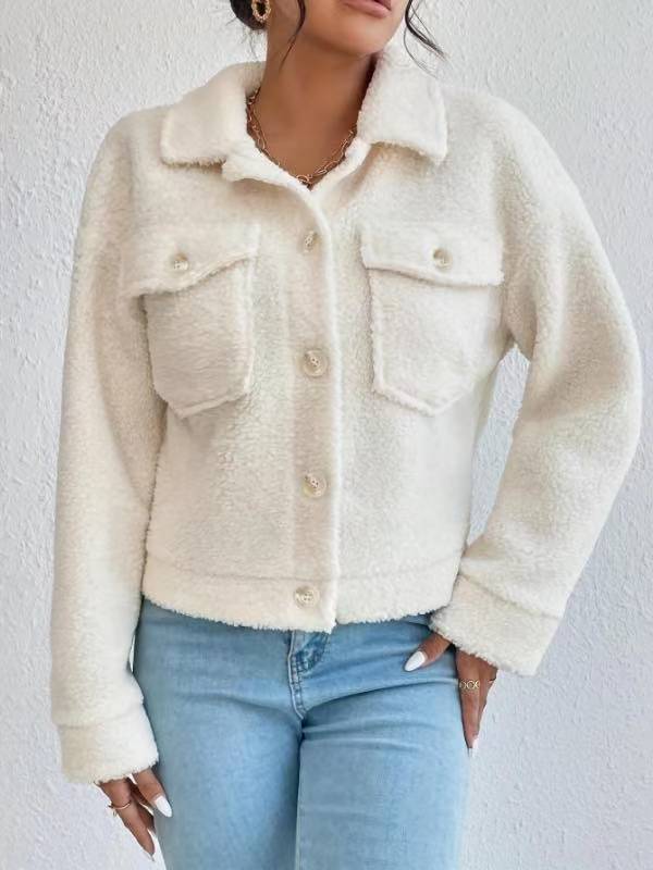 Street Wave Cozy Fleece Jacket For Women With Practical Pockets Soft Plush Warmth