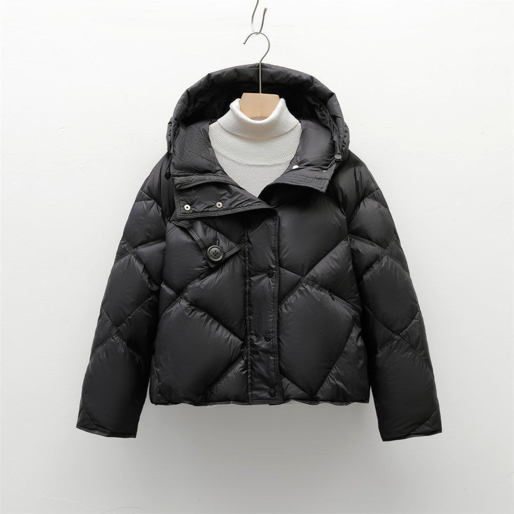 Street-Wave Women's Quilted Jacket With Detachable Hood For Cold Weather Cozy Warmth