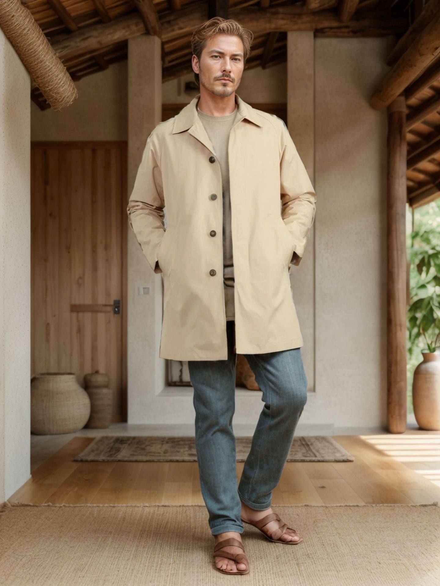 Street-Wave Mens Loose Fit Transitional Coat For Urban Style Premium Materials Ideal For Transitional Weather