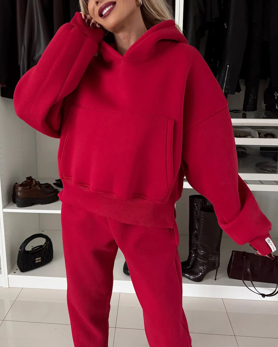Street-Wave Two-Piece Hoodie Set With Cropped Pants For Effortless Casual Athleisure Women And Men