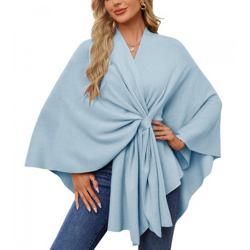 Streetwave Wrap Coat With Knot Tie Front Elegant Draped Silhouette For Stylish Women