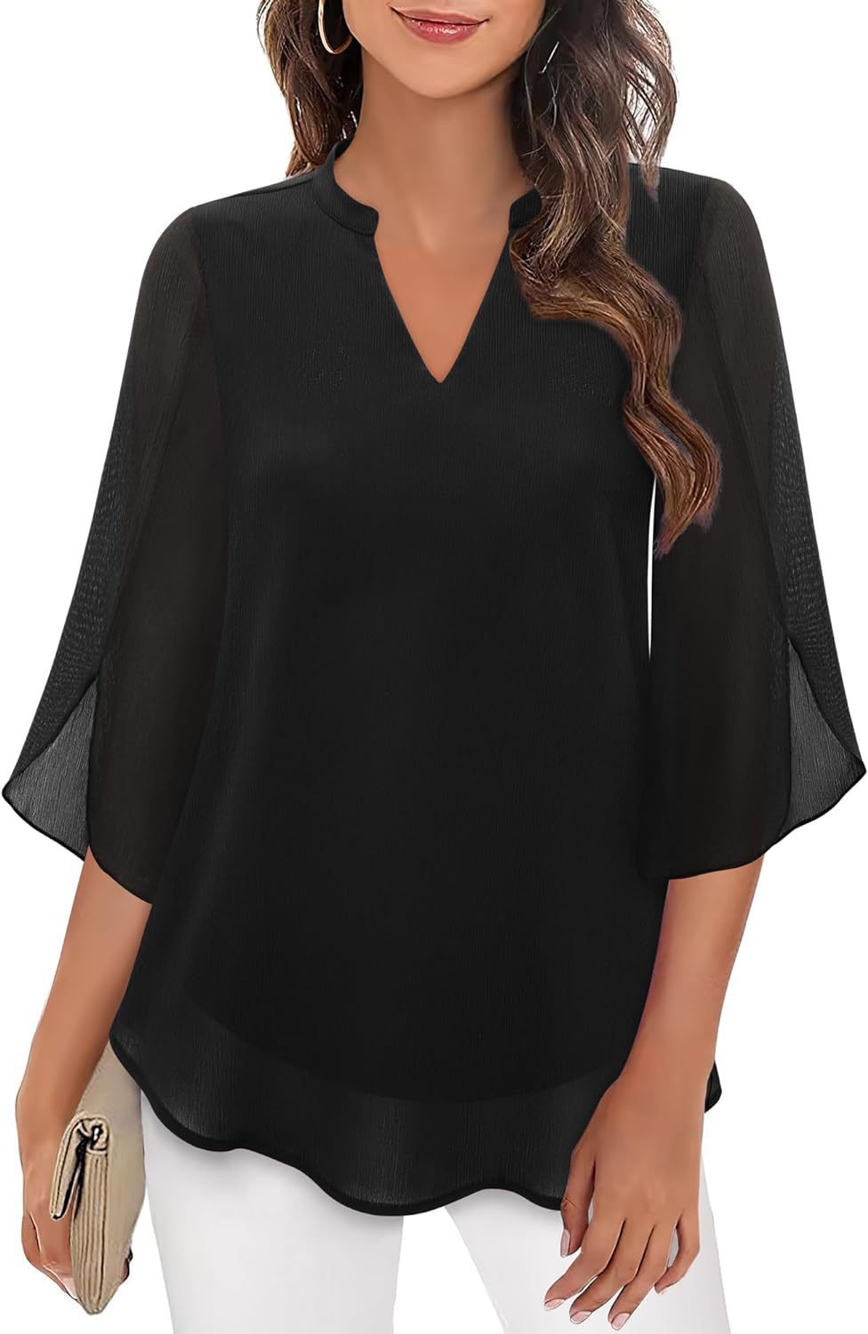 Street-Wave Airy Flutter Sleeve Blouse For Women Lightweight Sheer Top With Effortless Chic