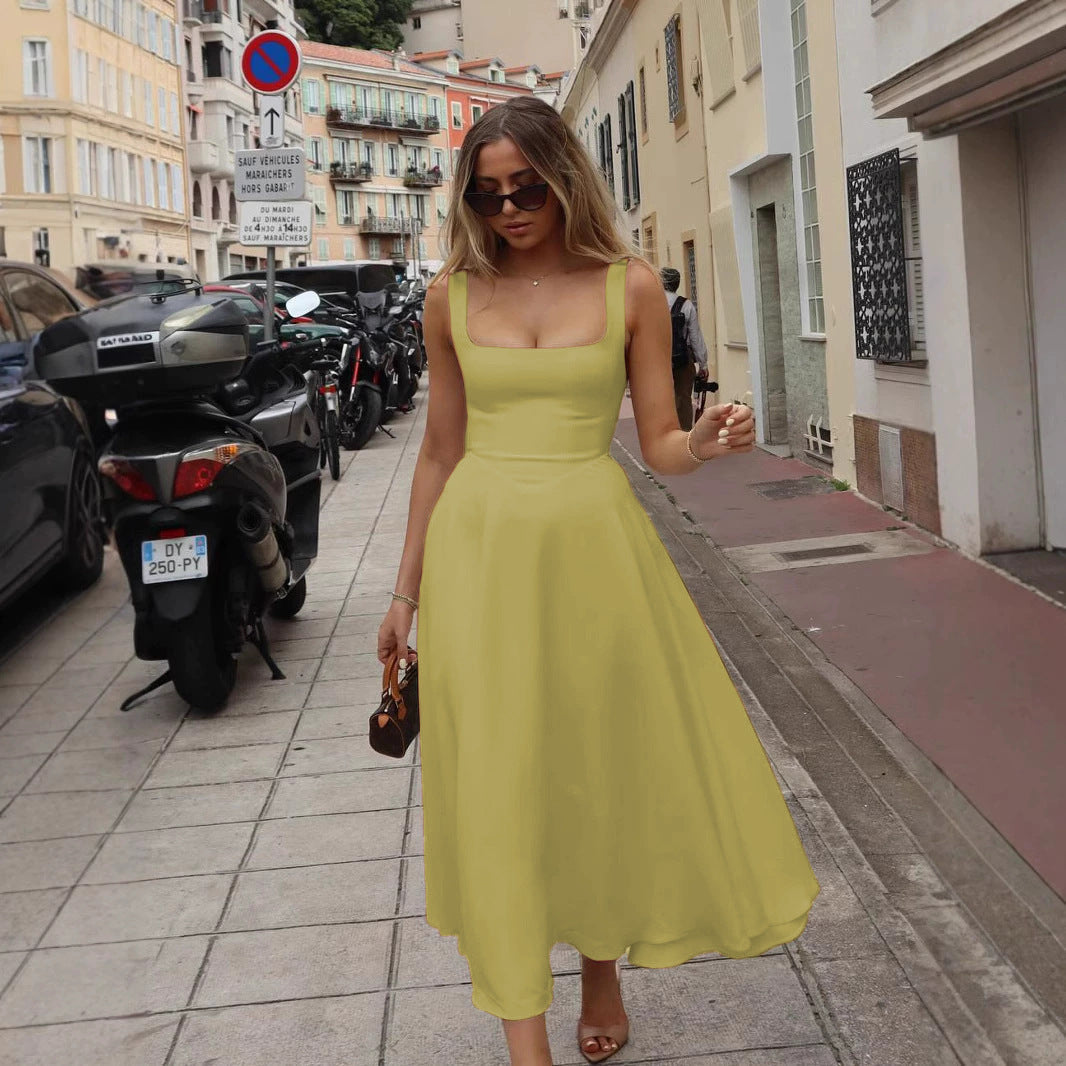 Elegant Maxi Dress Street-wave for Women A-Line Silhouette Square Neckline Ideal for Sophisticated Evenings