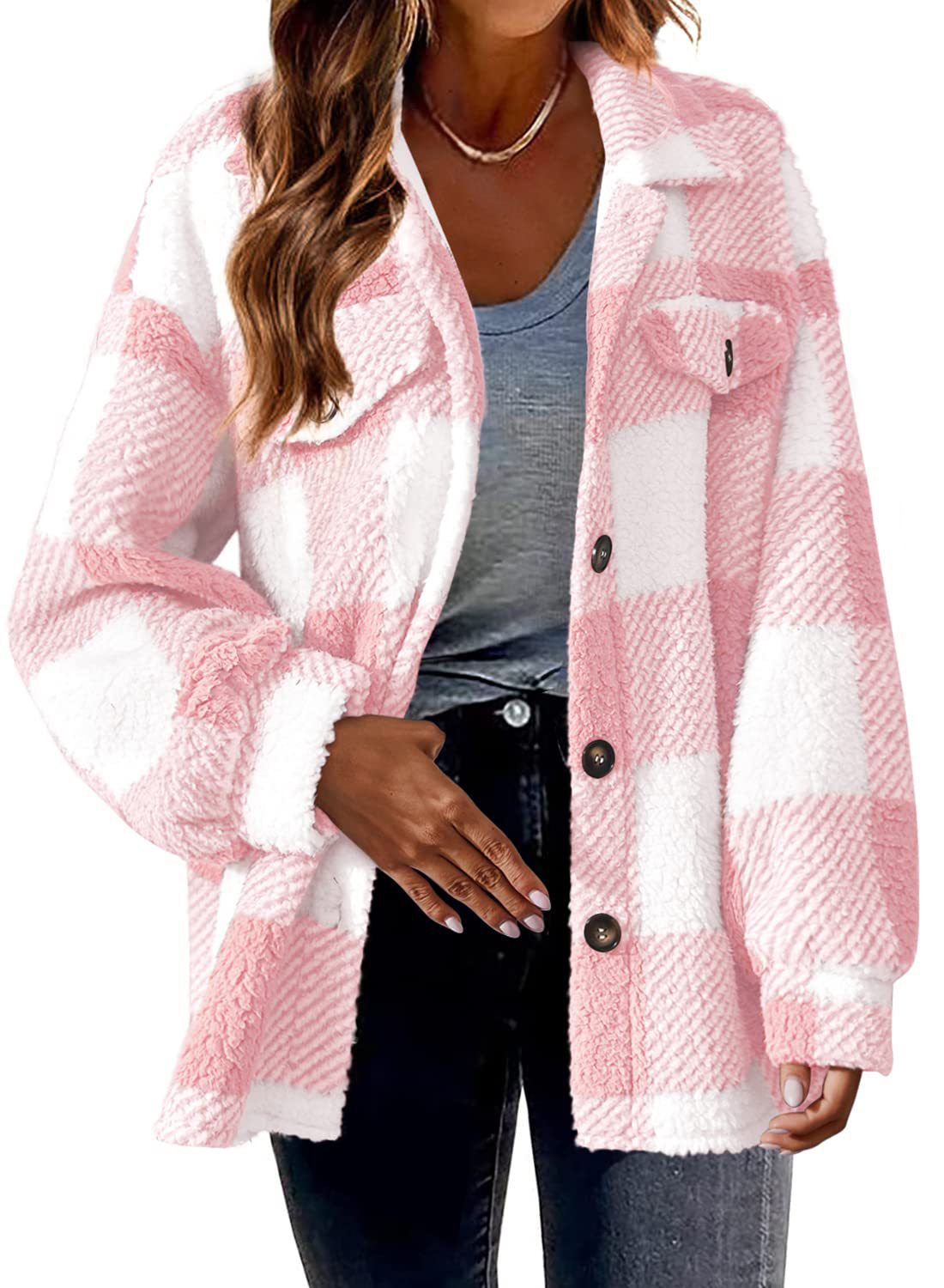 Street-wave Women's Plaid Faux Fur Jacket Cozy Warmth and Effortless Style Casual Everyday Wear