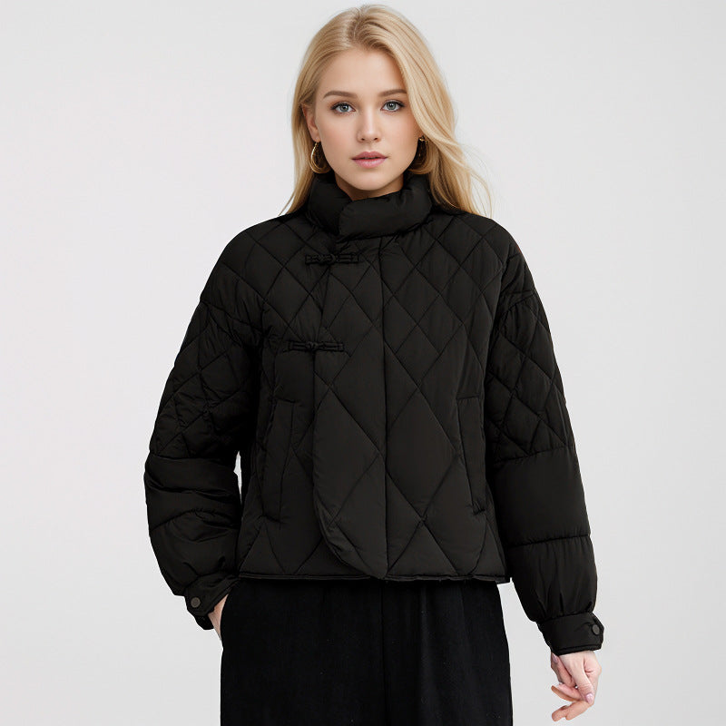 Streetwave Womens Quilted Jacket With High Collar And Snaps For Cold Weather Warmth