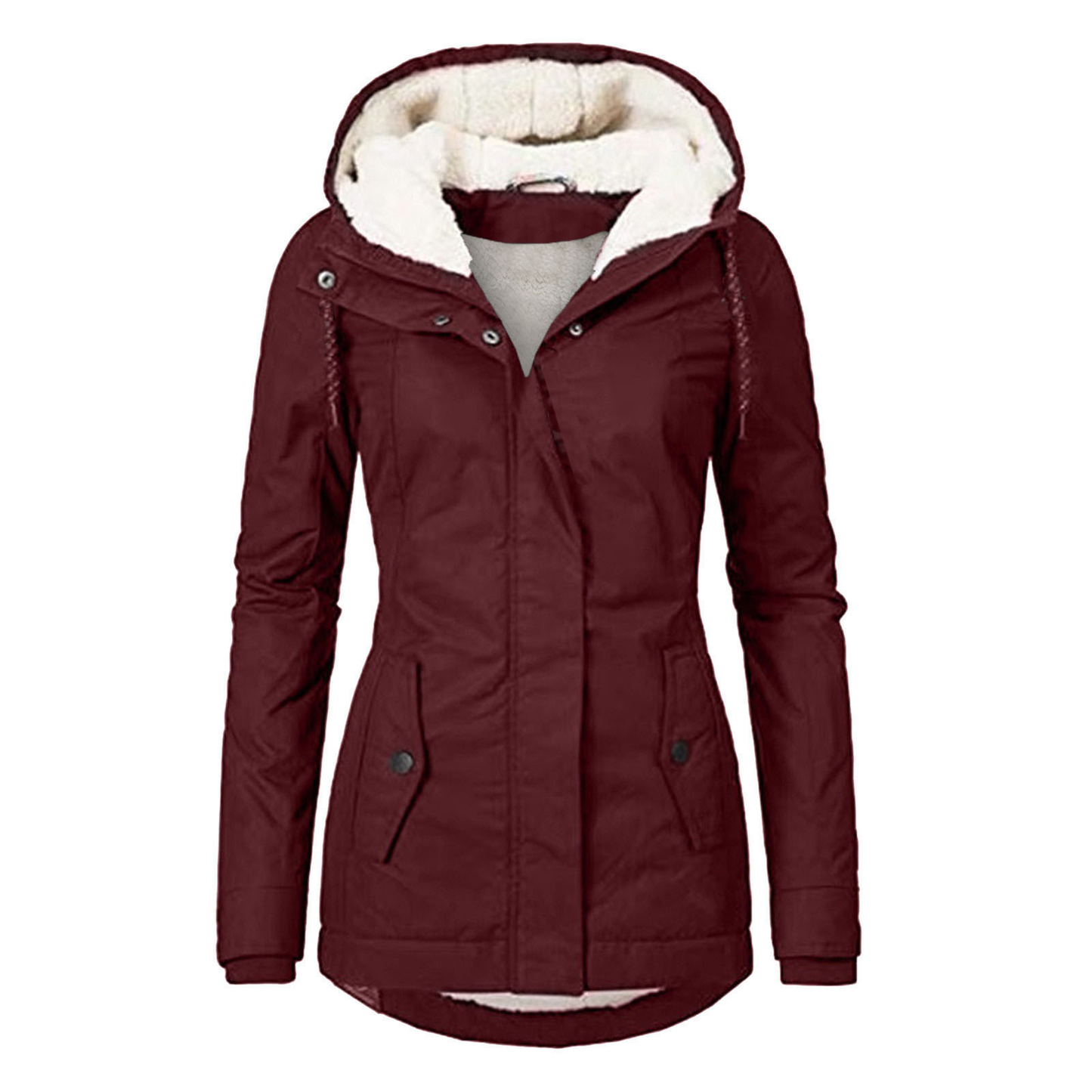 Street Wave Women Hooded Rain Jacket Waterproof With Warm Fleece Lining For Winter