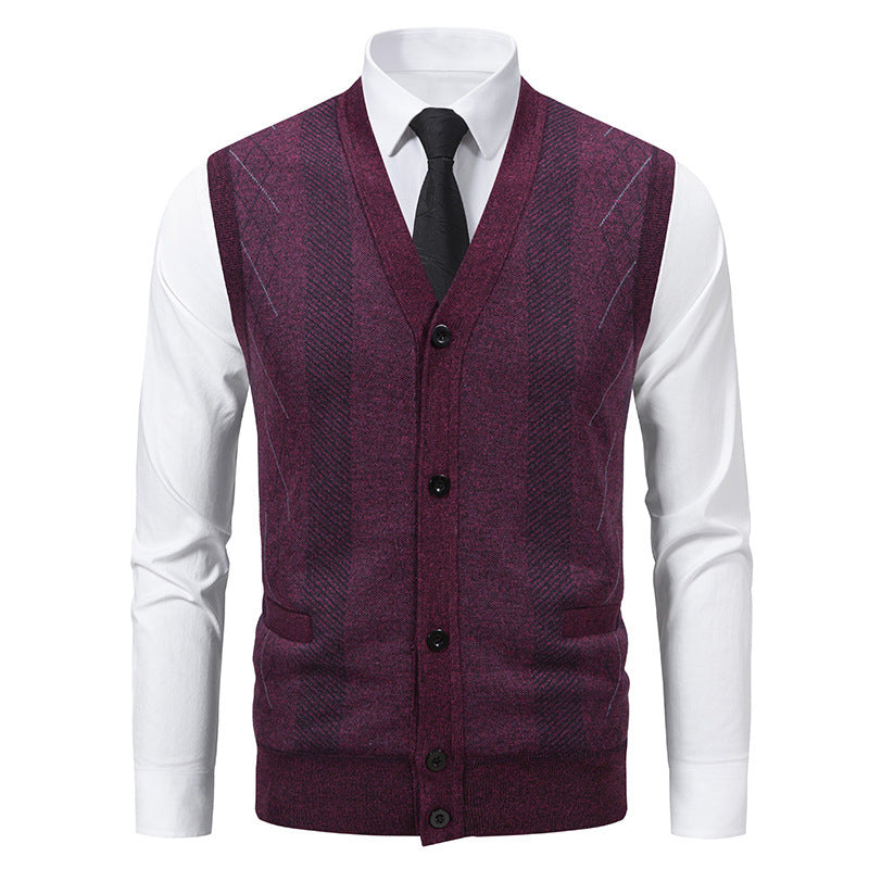 Mens Cardigan With Classic V Neck And Fine Cable Knit Pattern Street-Wave Timeless Versatile For Modern Men