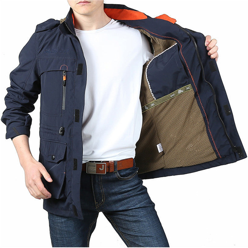 Street Wave Mens Functional Outdoor Jacket With Water Resistant Fabric And Multi Pocket Design