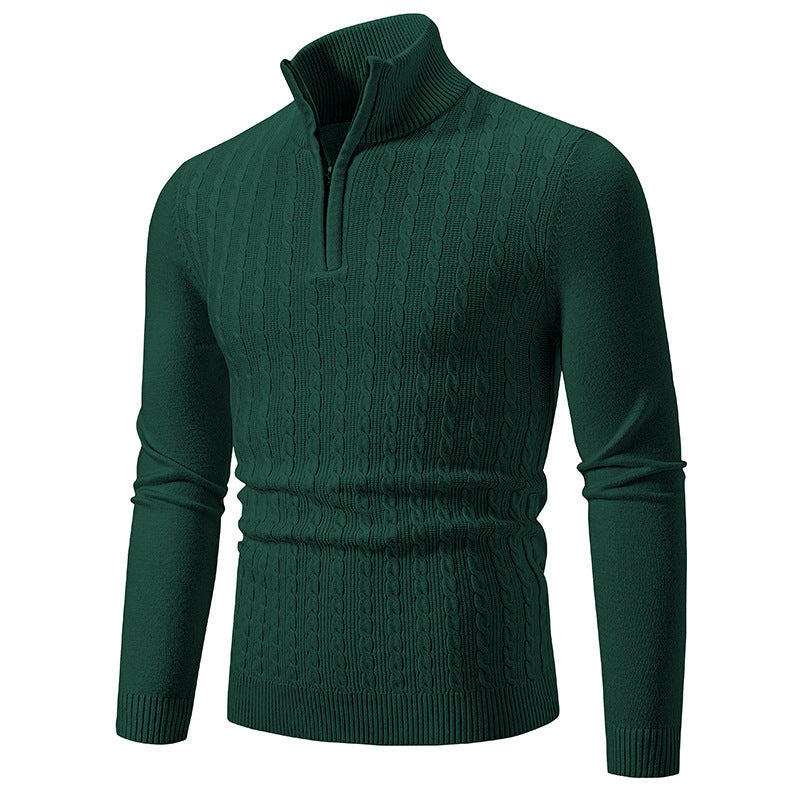 Street-wave Men's Zip Up Cable Knit Premium Turtleneck Sweater for Stylish Comfort and Everyday Wear