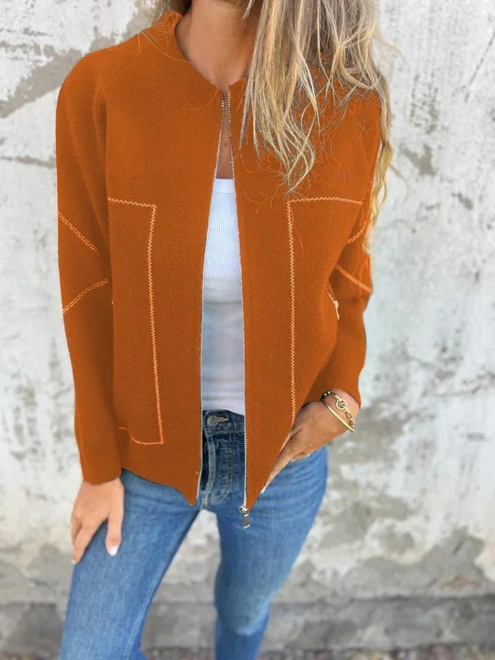 Street-wave Womens Cardigan With Elegant Zipper Details And Fine Knit Structure For Fashionable Women
