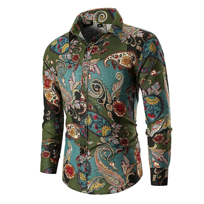 Street-wave Premium Paisley Long Sleeve Shirt for Men With Luxurious Cotton Comfort