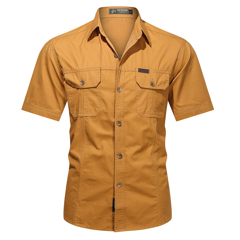 Street-Wave Men's Short Sleeve Cotton Blend Shirt With Chest Pockets And Relaxed Fit