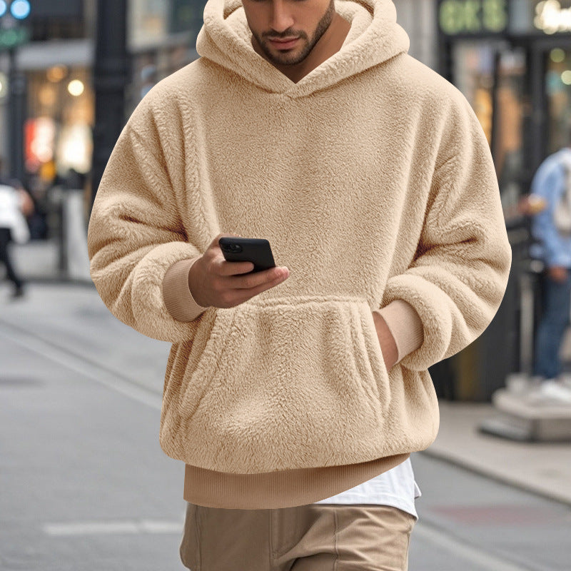 Street-Wave Men's Oversized Fleece Hoodie With Kangaroo Pocket For Cozy Everyday Comfort