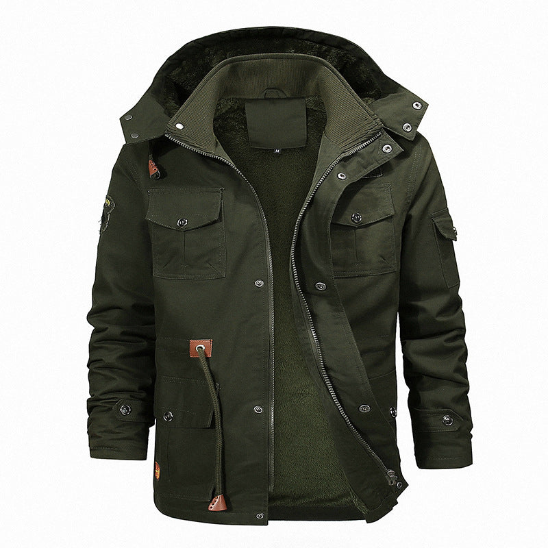 Street-wave Men's Weatherproof Rugged Utility Jacket With Warm Fleece Lining For Outdoors And City Wear