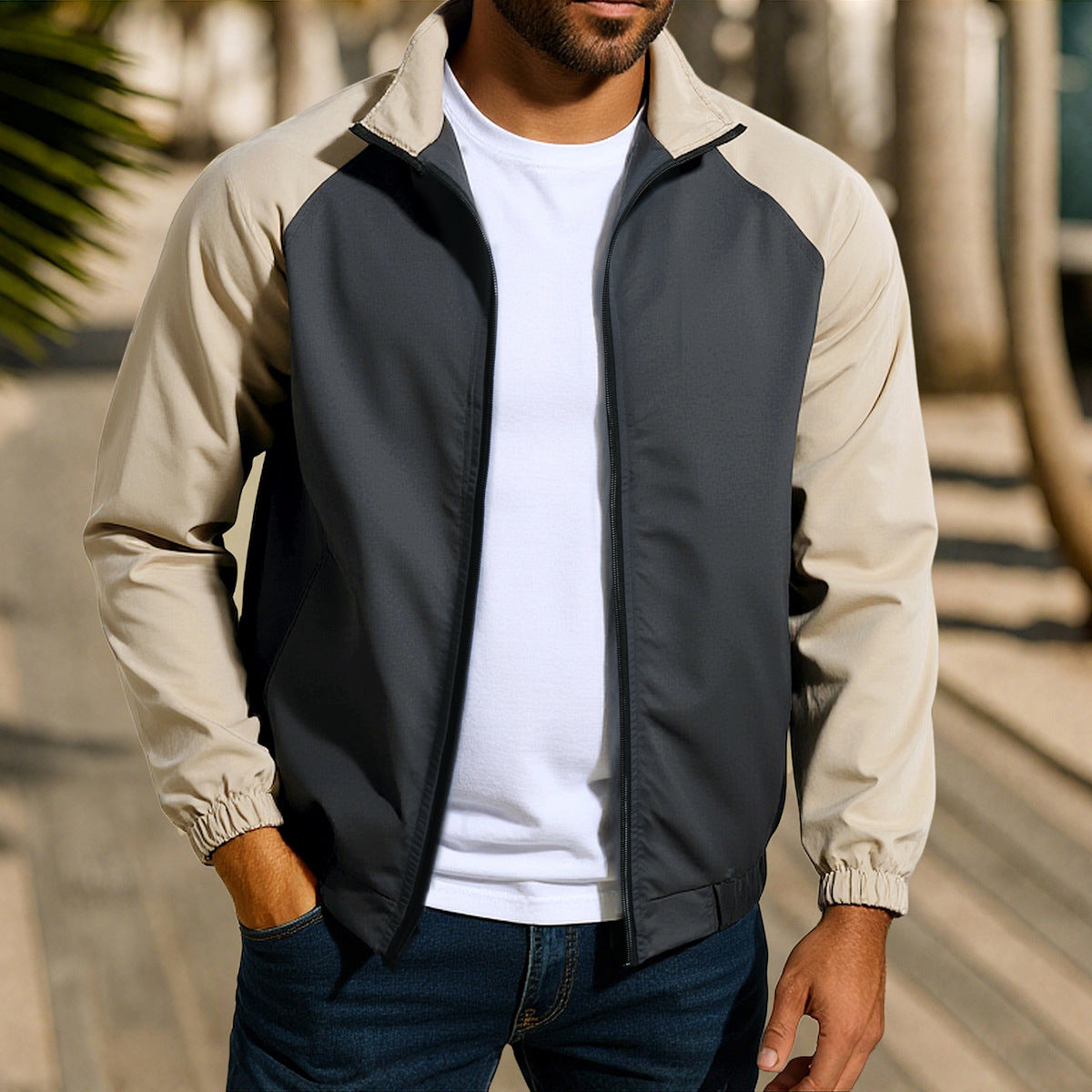 Street-Wave Men's Sporty Transitional Jacket With Tear-Resistant Material And Elastic Cuffs
