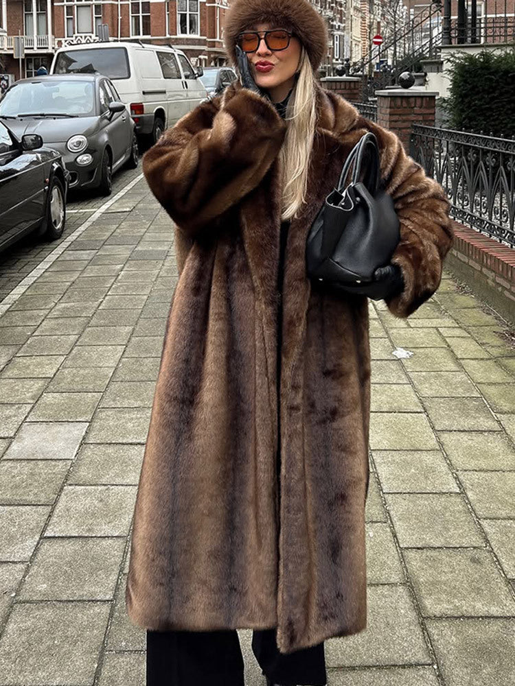 Street-Wave Luxurious Faux Fur Coat For Women Warm Elegant Glamour Winter Coat For Cold Weather
