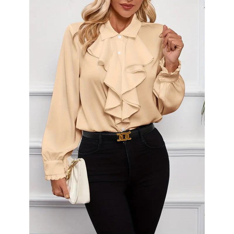 Street-wave Women's Ruffled Blouse With Elegant Sleeves For Effortless Chic Everyday
