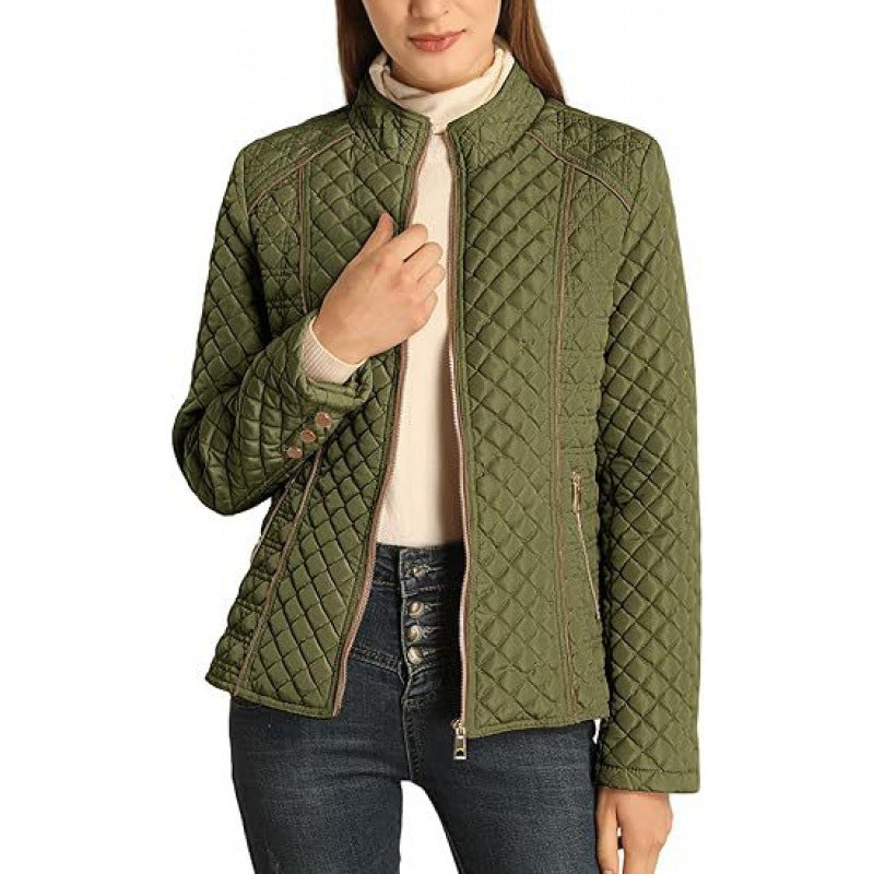Street-wave Women Quilted Jacket With High Collar Soft Warmth Casual Everyday Outerwear