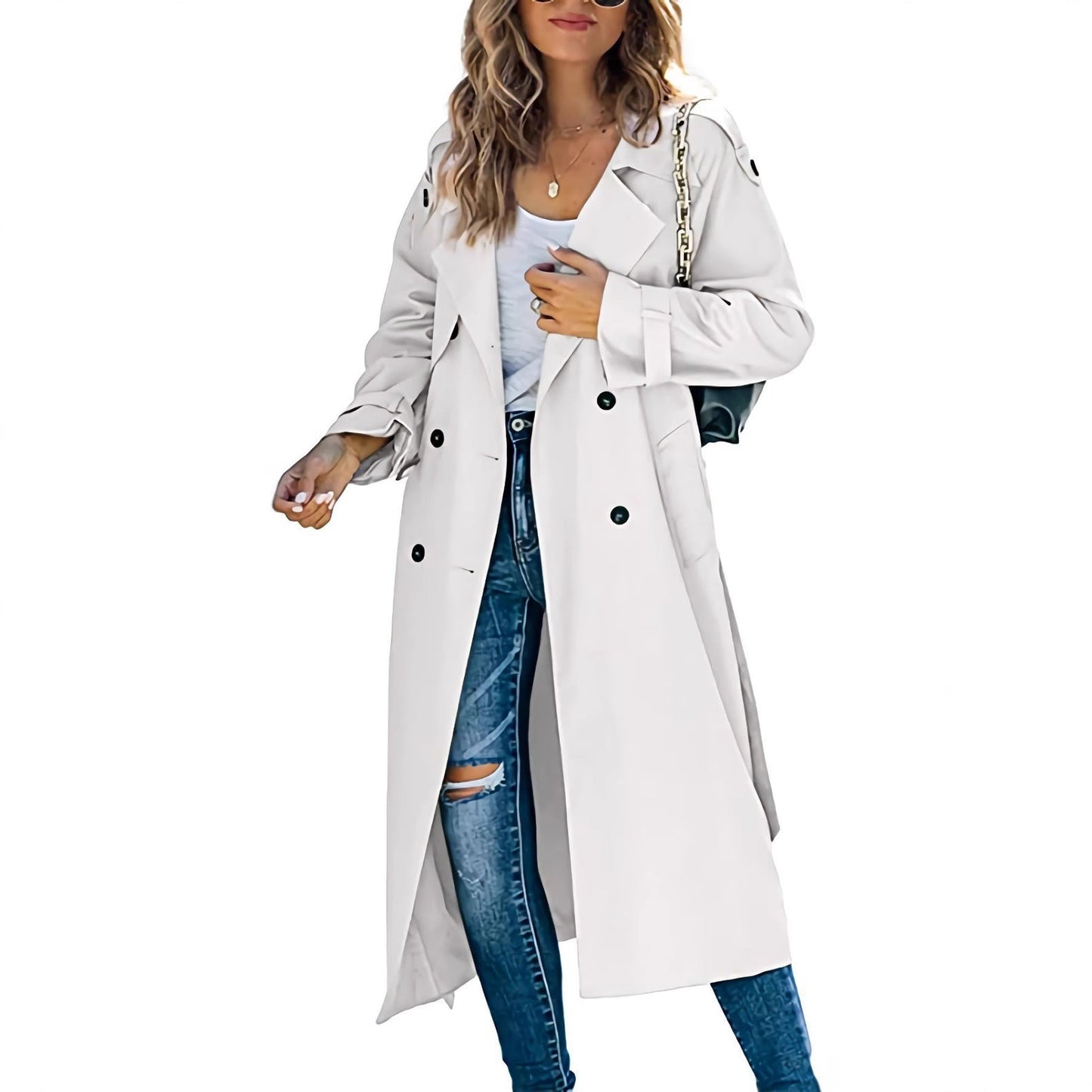 Street Wave Women Trench Coat Chic Elegant Warm Weatherproof Long Coat For Stylish Professionals
