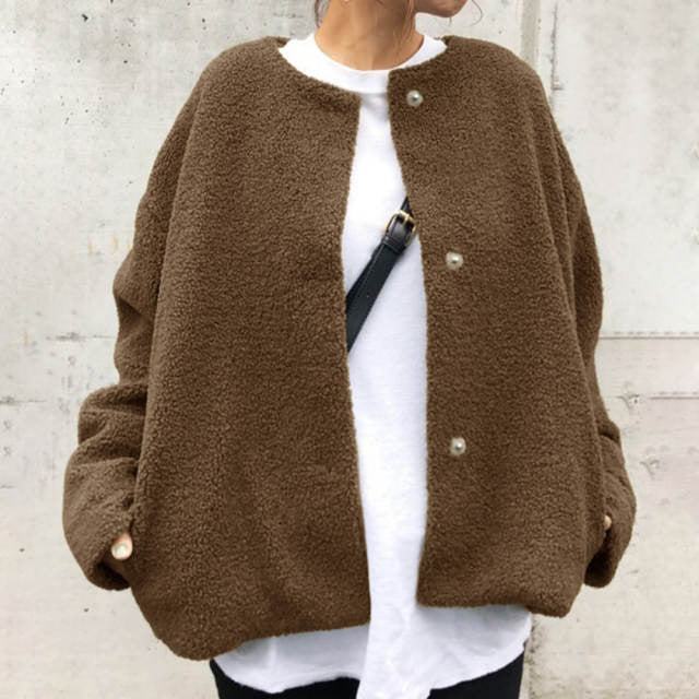 Street Wave Cozy Buttoned Jacket For Women Loose Stylish Outerwear With Modern Fit
