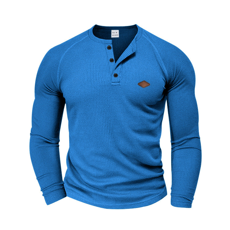Street-wave Men's Henley Long Sleeve Shirt Textured Knit