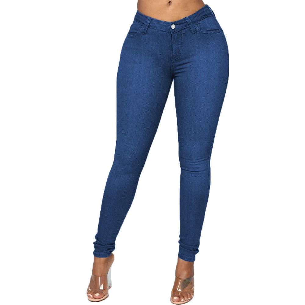Street-wave Women High-Waist Skinny Jeans Flattering Fit Stretch Denim for Everyday Style