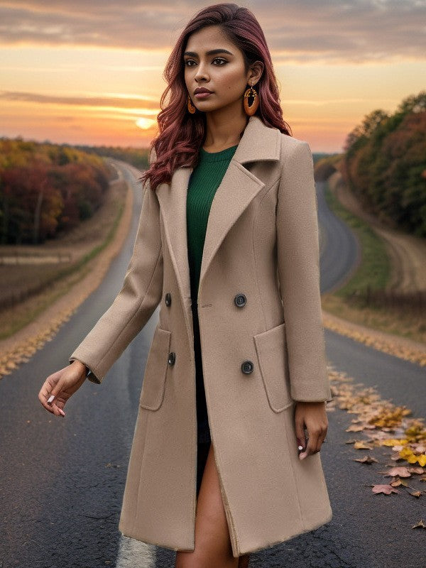 Womens Wool Coat By Streetwave Double Breasted Elegant Warm Wool Blend Timeless Coat For Women