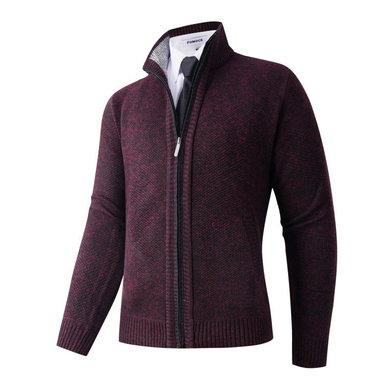 Mens Stylish Knitted Cardigan With High Collar And Practical Pockets Street Wave For Urban Professionals