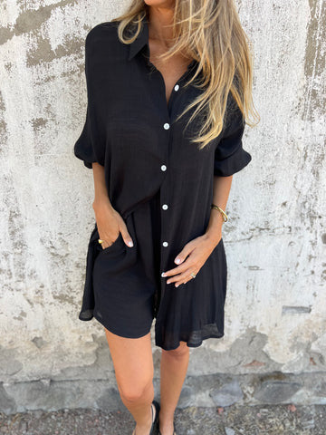 Street-wave Women's Long Button-Front Blouse With Relaxed Fit For Everyday Style