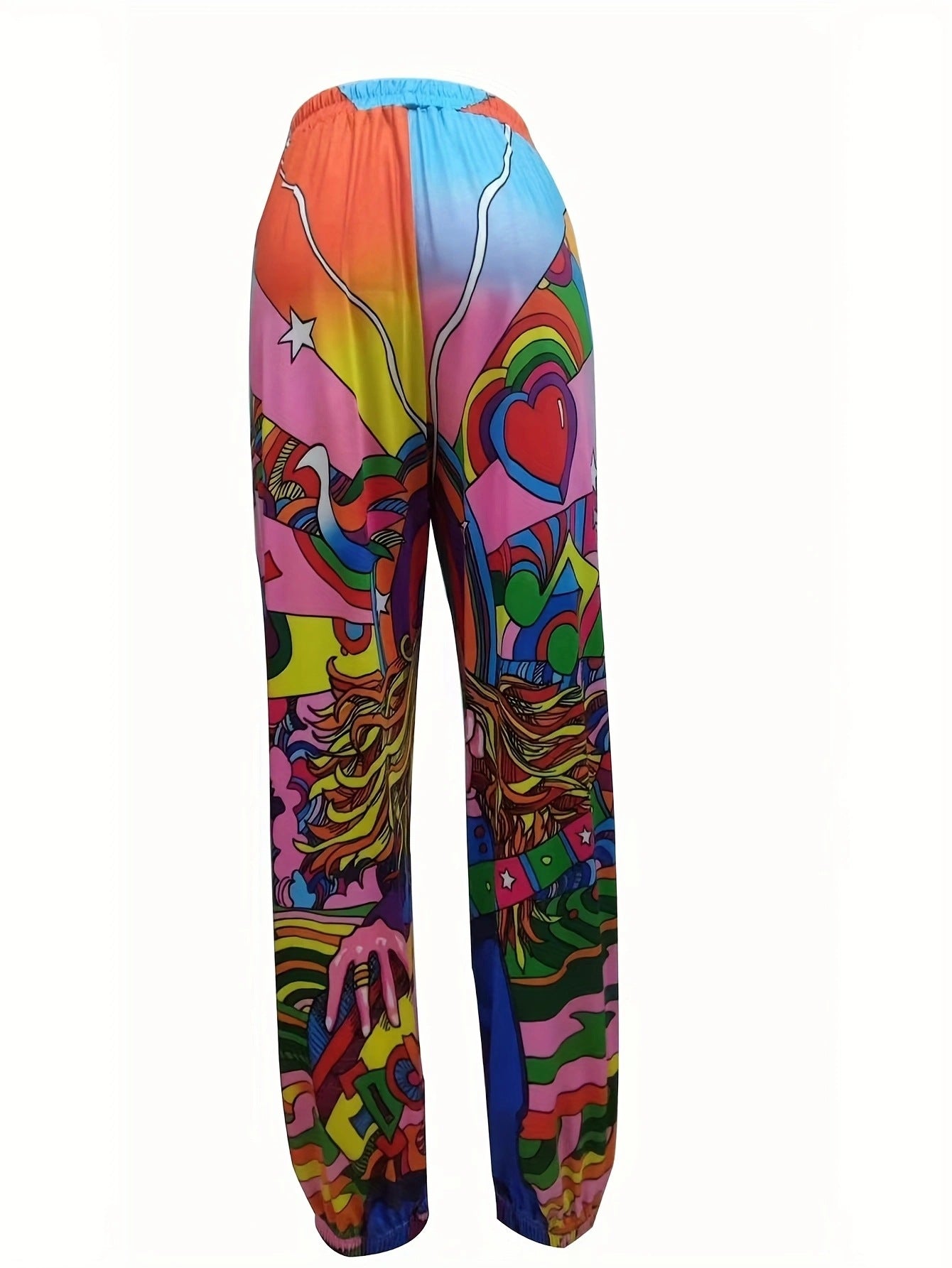 Street Wave Women's Colorful Leisure Pants With Elastic Waistband And Unique Graphic Design For Fashionable Women
