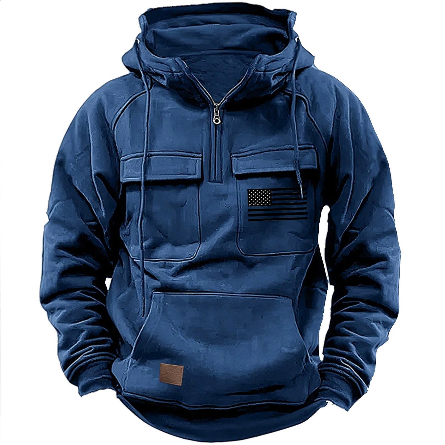 Mens Hoodie With Multiple Pockets Street Wave Durable For Outdoor Enthusiasts Sweatshirt