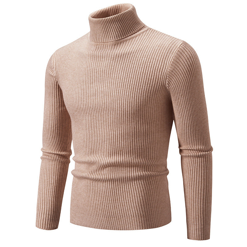 Street-Wave Men's Fine Ribbed Turtleneck Sweater Durable Knit for Warmth on Cool Days