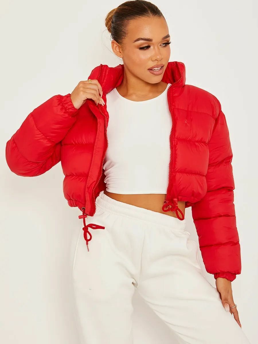 Street Wave Women's Cropped Puffer Jacket With Premium Warmth Insulation For Chic Cold Weather