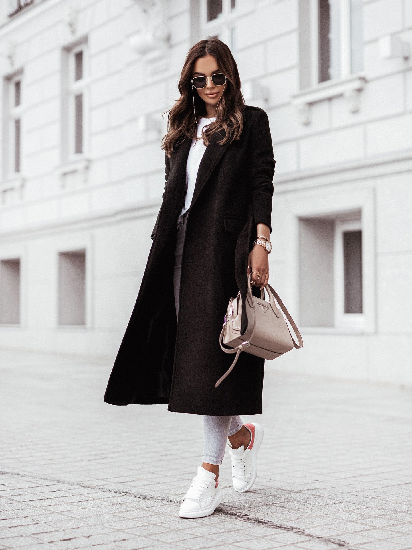 Streetwave Elegant Women Long Coat Belted Soft Cozy Warm Outerwear For Chic Everyday