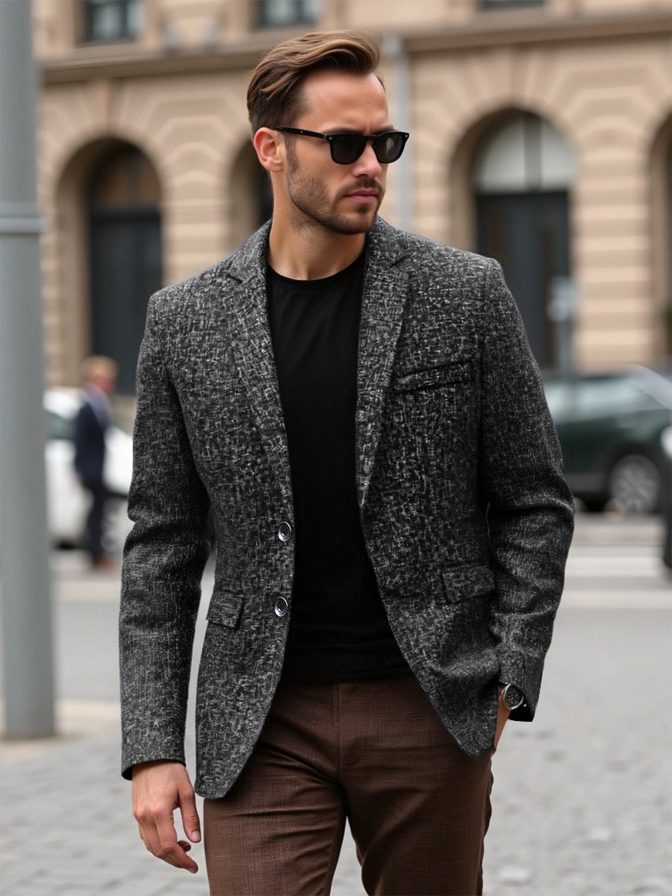 Men's Blazer Street-wave Structured Fabric Modern Weave Versatile For Modern Men In Formal And Casual Looks