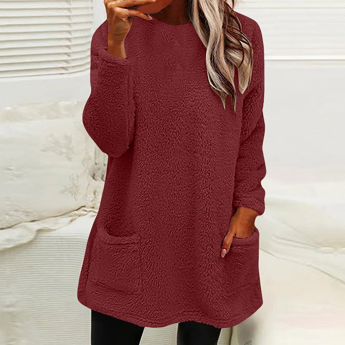 Streetwave Women Cozy Fleece Pullover With Pockets Loose Fit For Casual Comfort Everyday