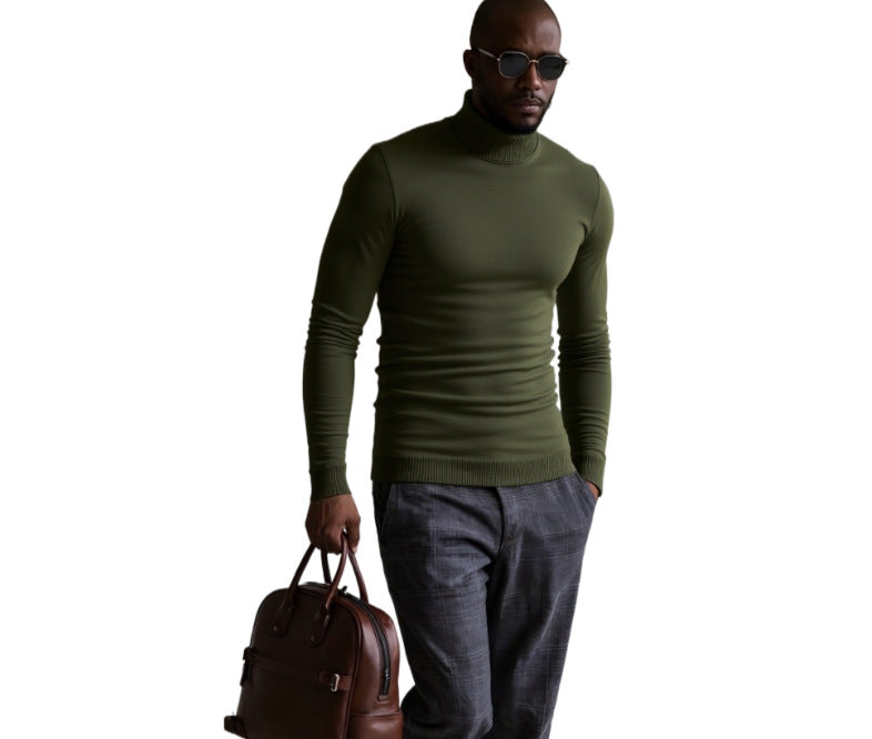 Street-wave Men's Turtleneck Sweater With Fine Knit Texture