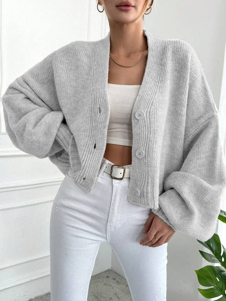 Street-wave Women's Oversized Knit Cardigan With Button Design For Everyday Comfort