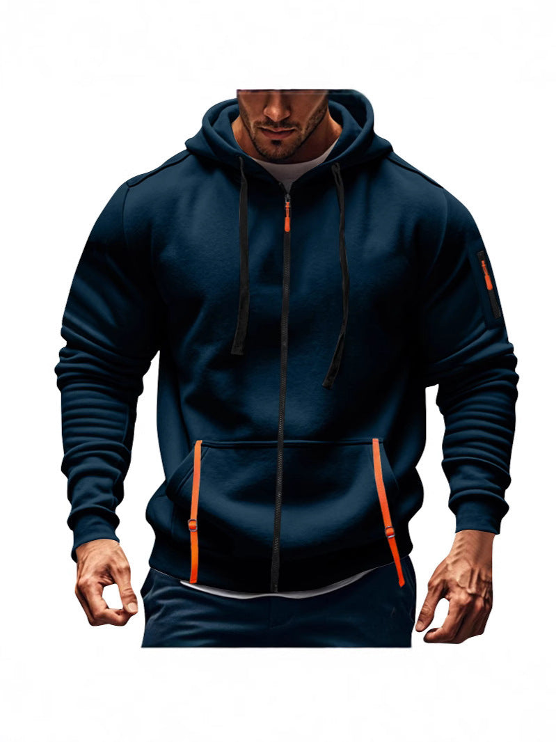 Men's Sport Hoodie With Practical Zip Pockets Street-wave Breathable Activewear Jacket for Men
