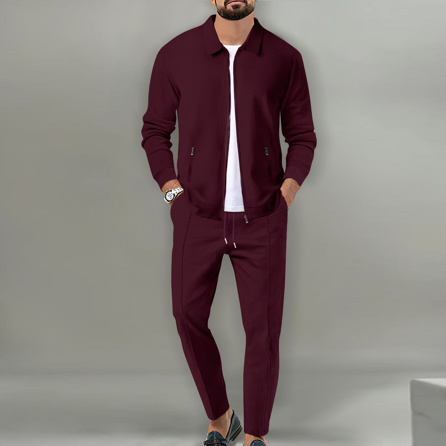 Men's Sport Tracksuit Set Street-wave With Elegant Jacket And Pants For Casual Comfort