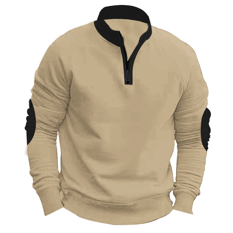 Street-Wave Men's Athletic Pullover With Quarter Zip And Contrast Sleeves For Active Comfort