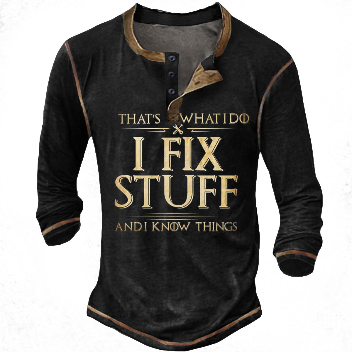 Street-Wave Men's Casual Long Sleeve Shirt With Motivational Print For Everyday Comfort