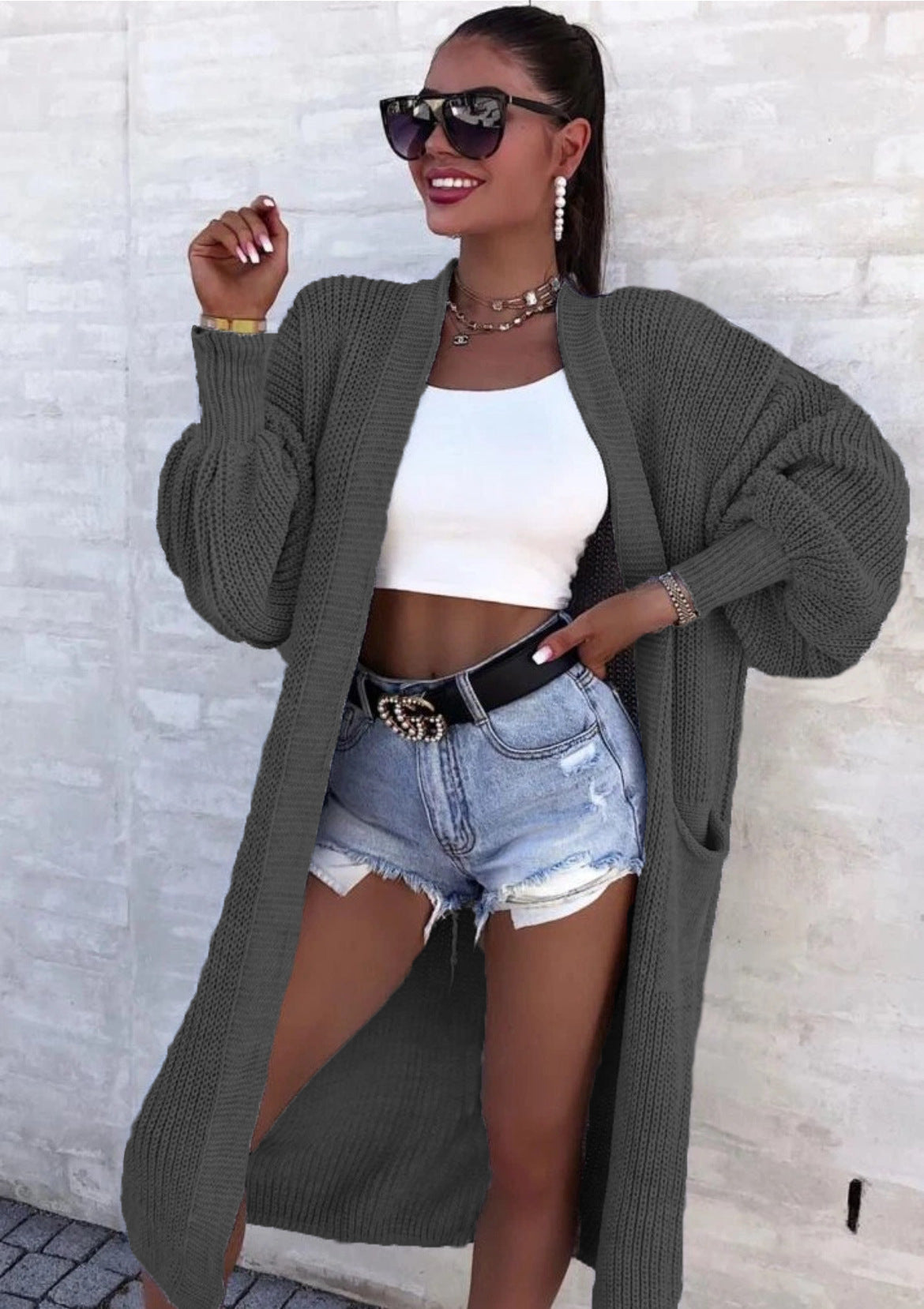 Street-wave Women's Knit Cardigan With Wide Fit And Deep Pockets For Women Everyday Chic