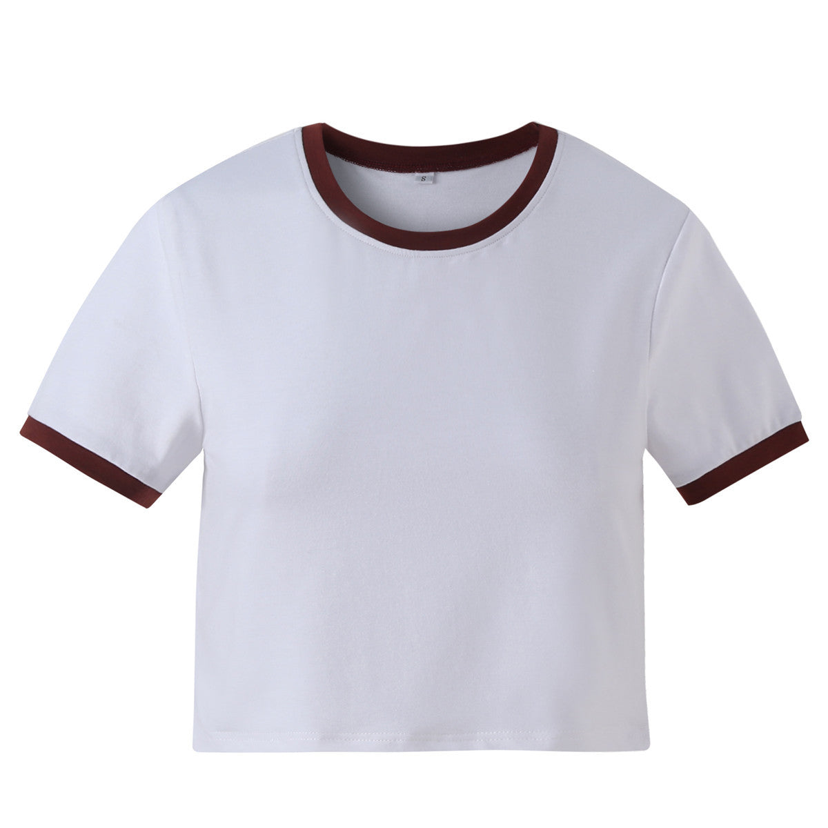 Street Wave Slim Fit Cotton T Shirt White With Red Trim Short Sleeves For Women Casual Everyday Wear
